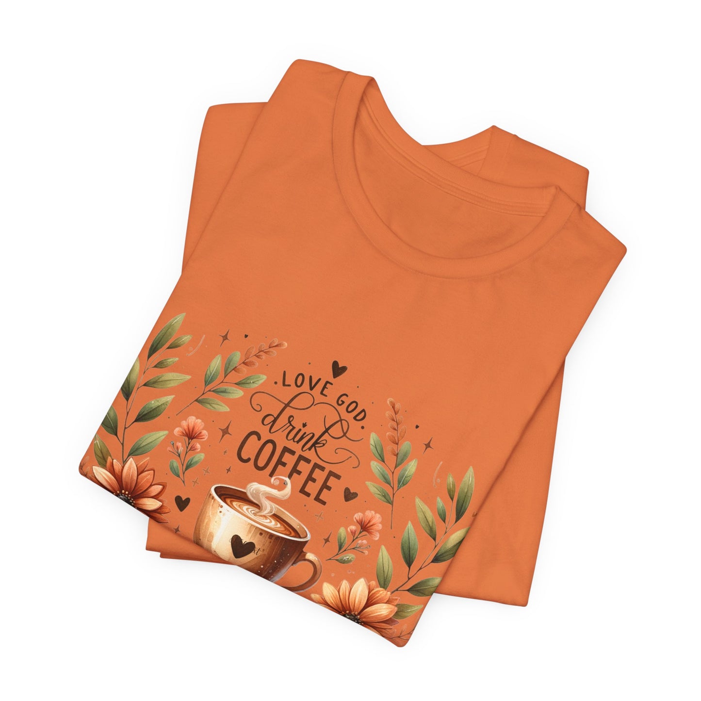 Love God, Drink Coffee, Read Books Tee | Fall Watercolor Books & Coffee Graphic Shirt