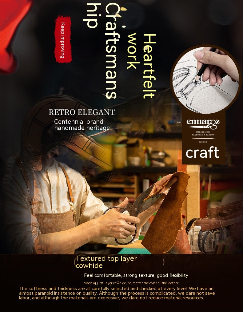 Genuine Hand-carved Leather Large Retro Handbag