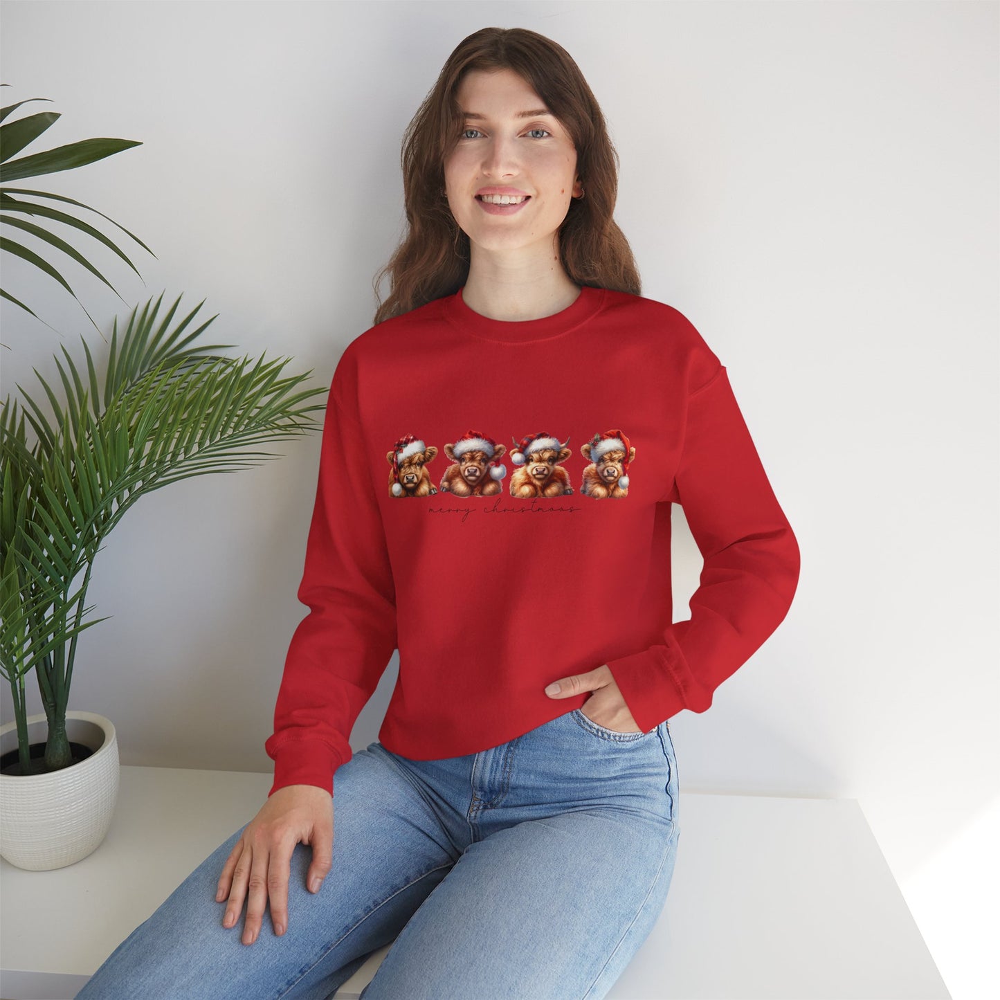 ๐ Merry Christmoos Sweatshirt | Festive Highland Cows Watercolor Country Christmas
