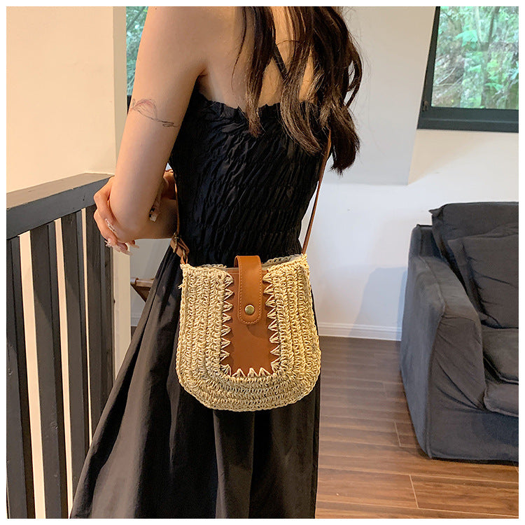 Detailed Weaving French-style Crossbody Bag