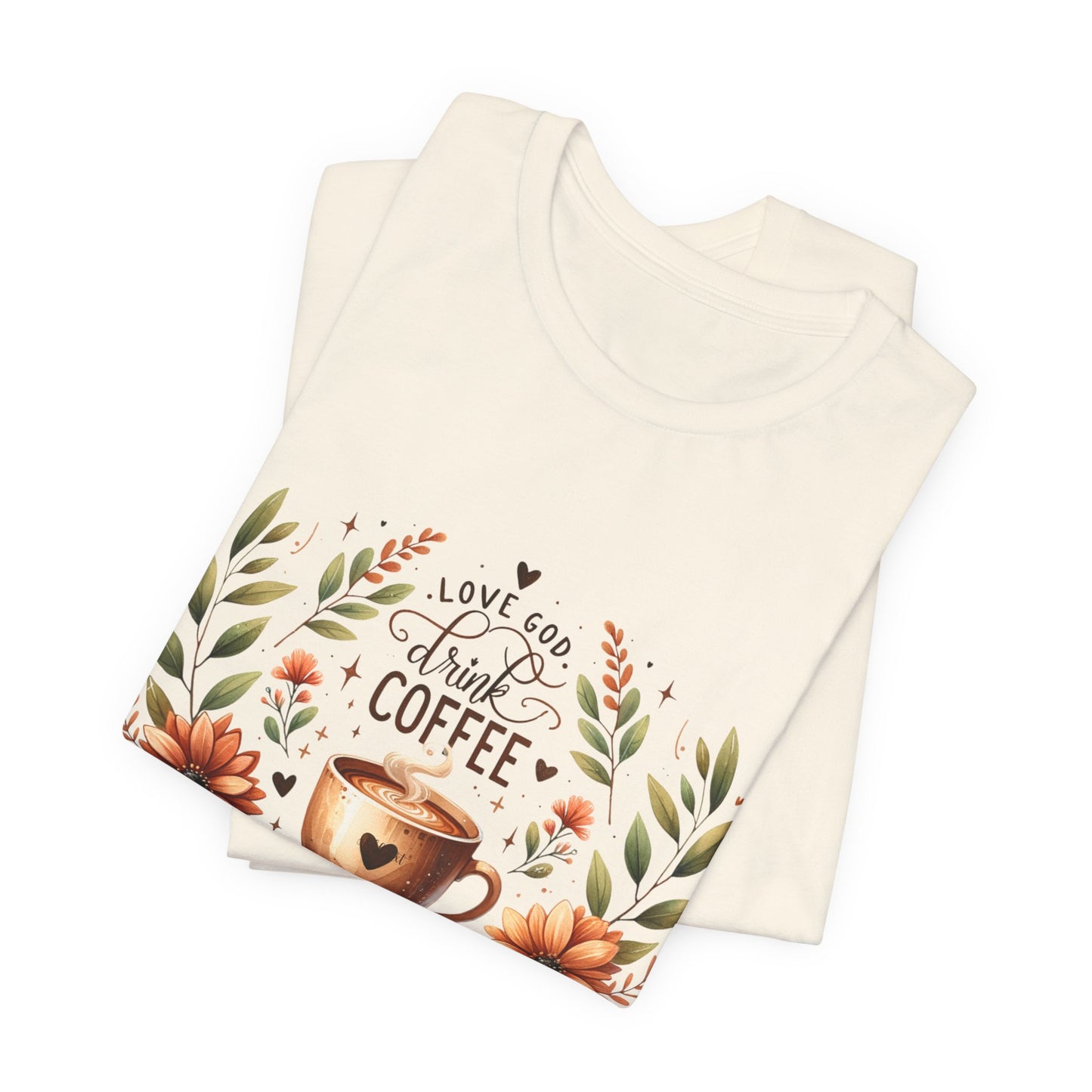 Love God, Drink Coffee, Read Books Tee | Fall Watercolor Books & Coffee Graphic Shirt
