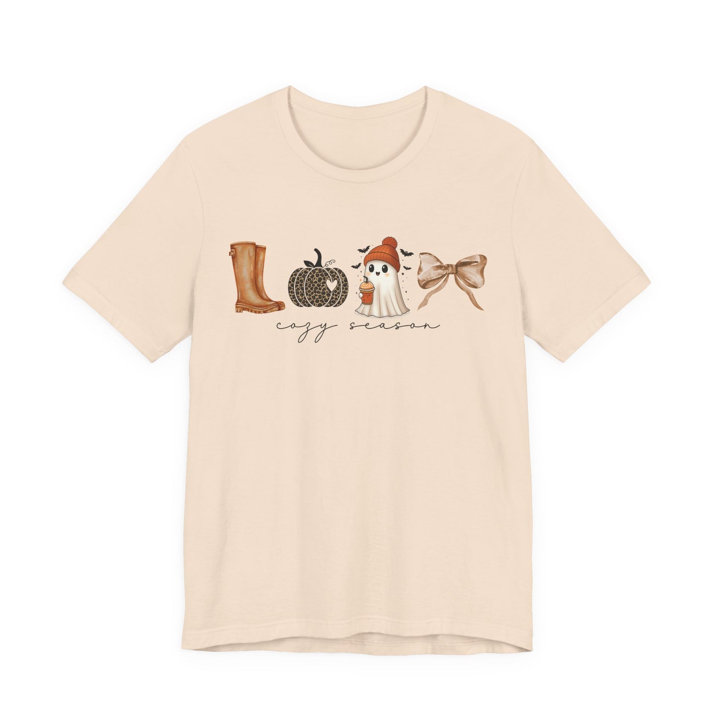 'Cozy Season' Autumn Vibes Tee, Fall Shirt, Cozy Season Top, Pumpkin, Ghost, Boots, Bow, Halloween Casual Wear