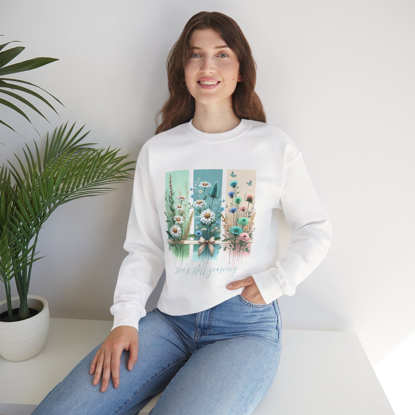 Floral Crewneck Sweatshirt - Cozy Gift for Her, Spring Fashion, Garden Lover, Motivational Quote, Everyday Wear