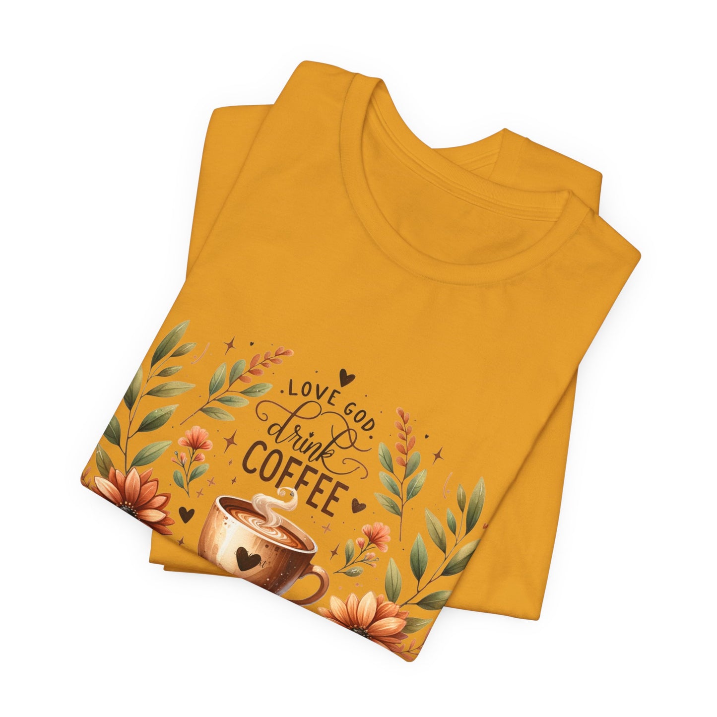 Love God, Drink Coffee, Read Books Tee | Fall Watercolor Books & Coffee Graphic Shirt