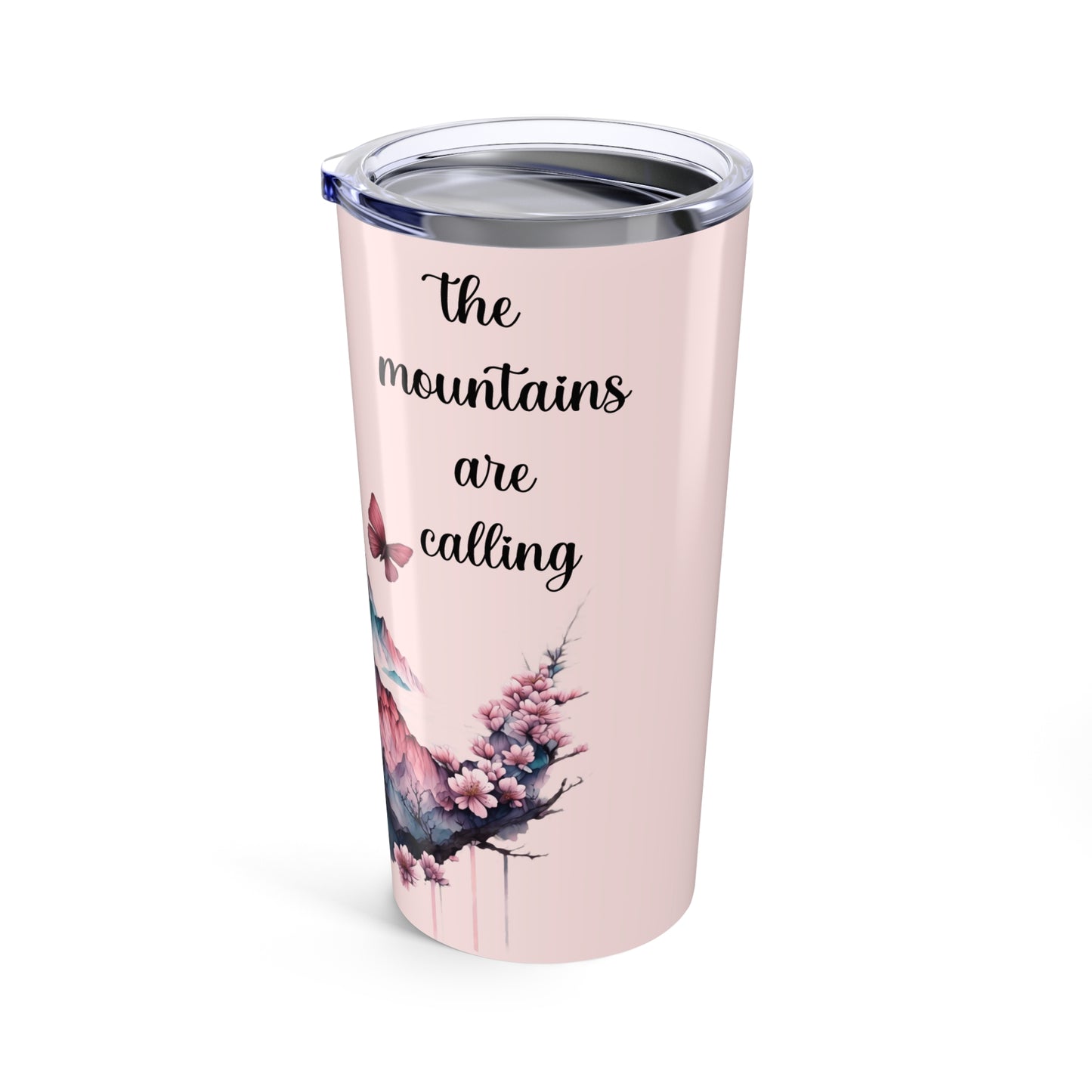 The Mountains Are Calling Floral Watercolor Scene, 20 oz Tumbler