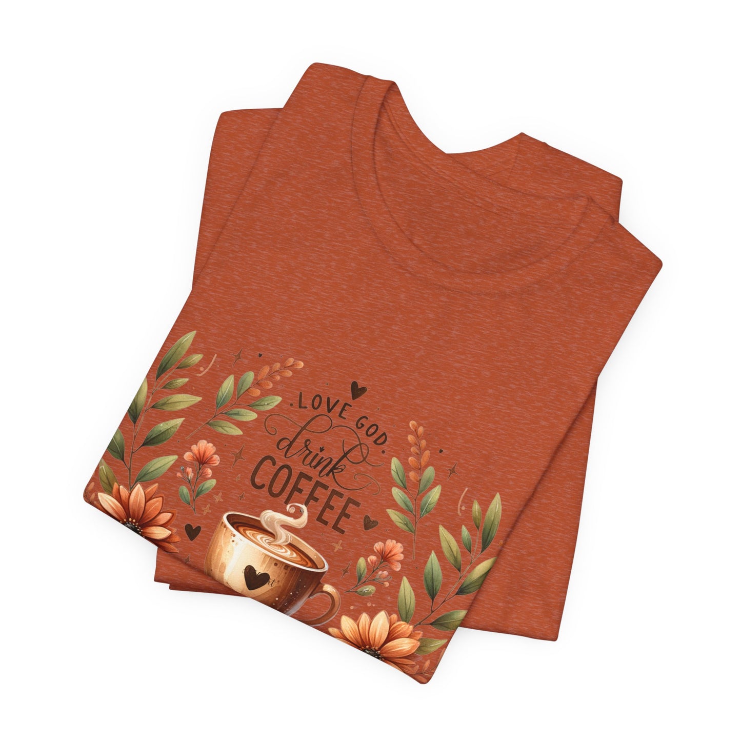 Love God, Drink Coffee, Read Books Tee | Fall Watercolor Books & Coffee Graphic Shirt