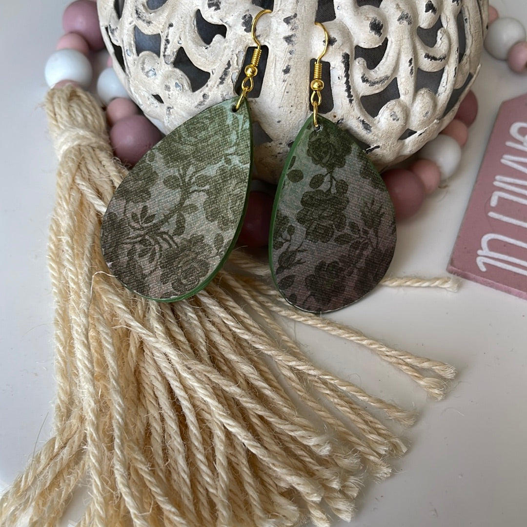 Green Floral Earrings
