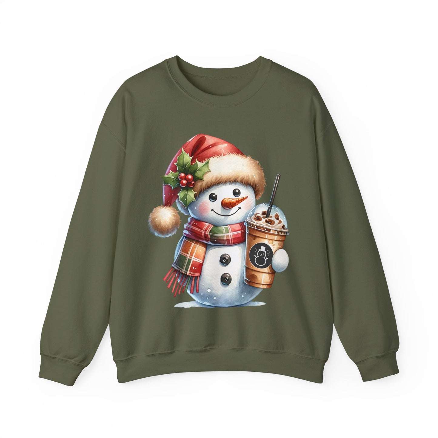 Cute Snowman Iced Coffee Sweatshirt | Winter Coffee Lover Christmas Crewneck