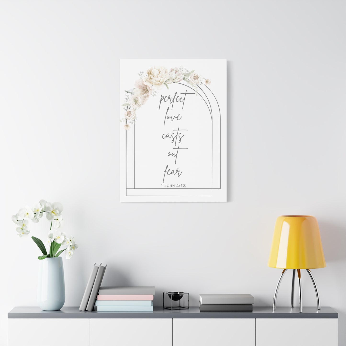 Canvas Wall Art, Perfect Love Casts Out Fear, 1 John 4:18, Faith-based Home Decor, Religious Gift For Home, Inspirational Prints
