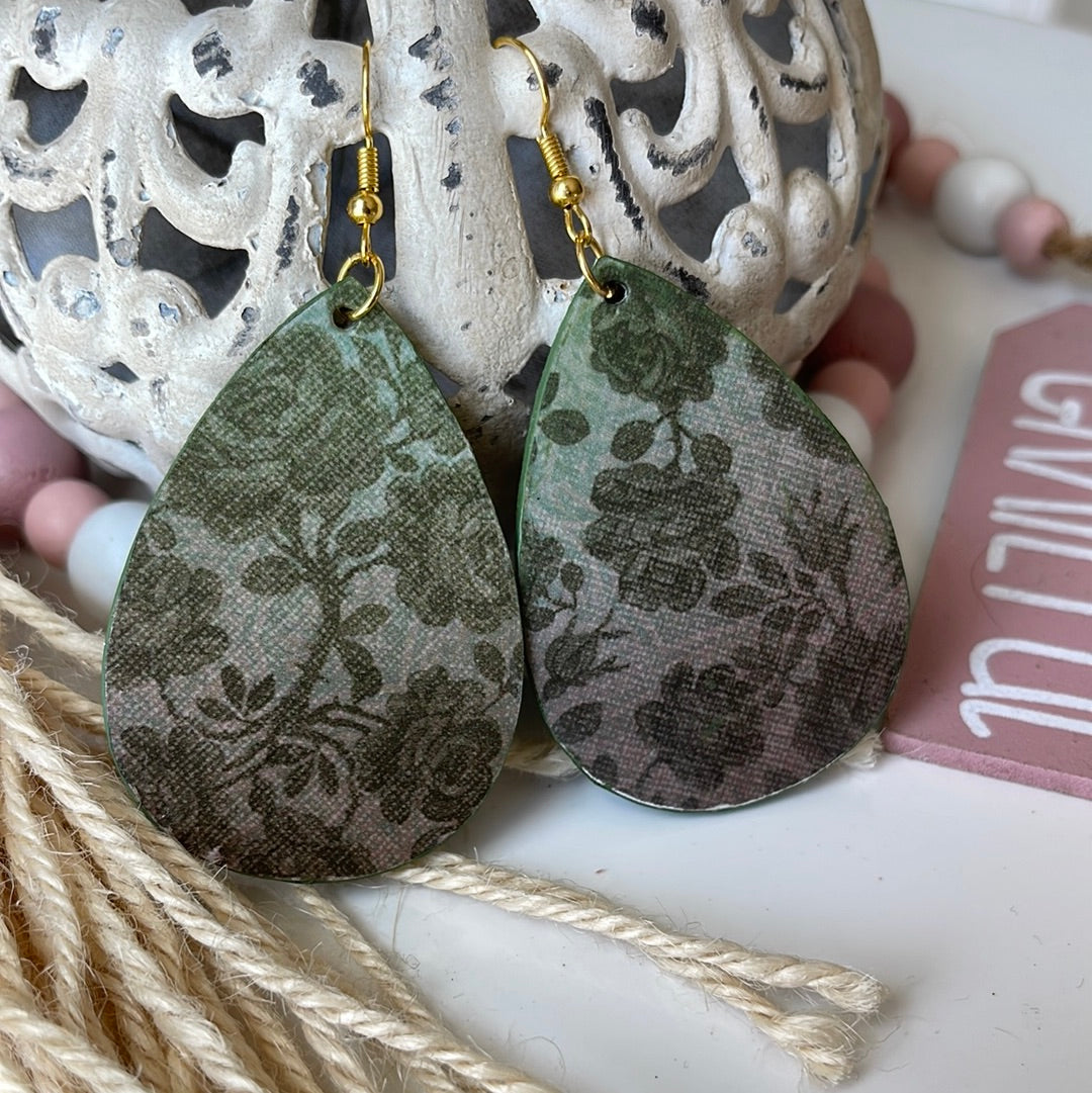 Green Floral Earrings