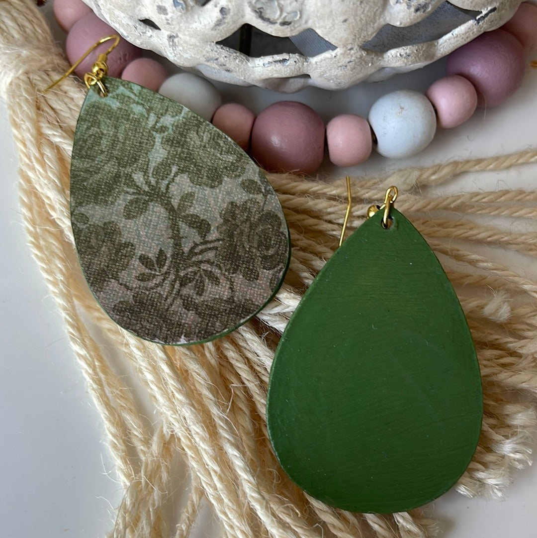 Green Floral Earrings