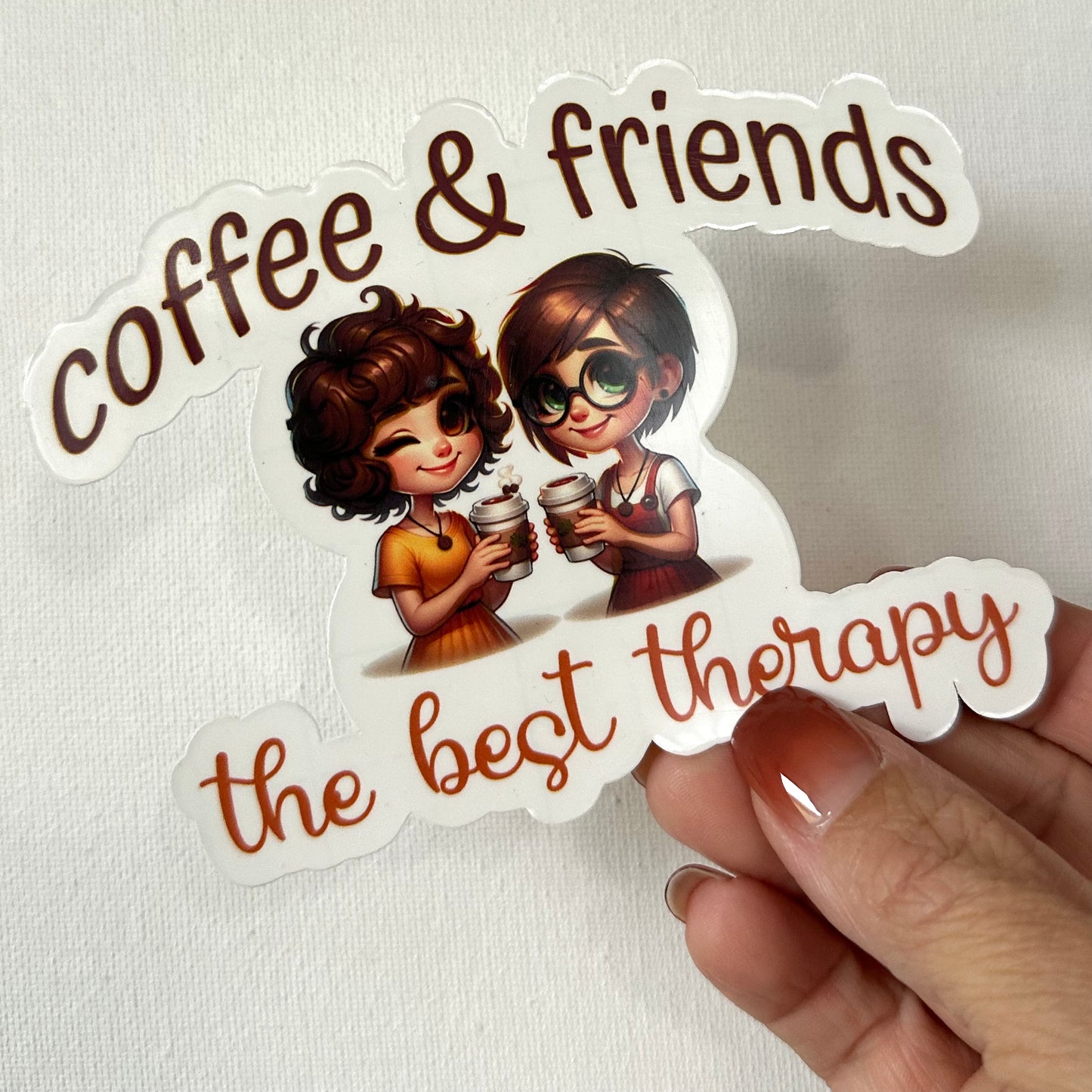 Coffee & Friends Best Therapy Sticker, Vinyl Waterproof Sticker