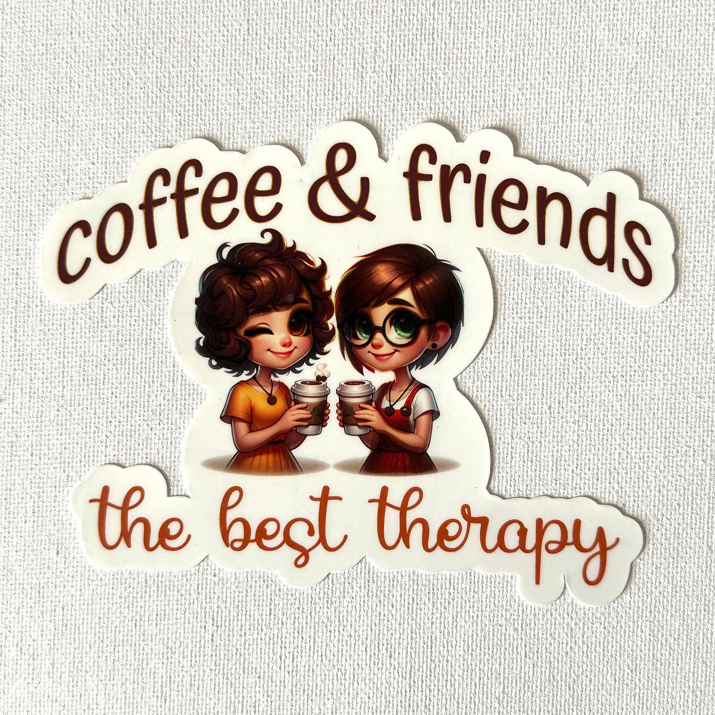 Coffee & Friends Best Therapy Sticker, Vinyl Waterproof Sticker