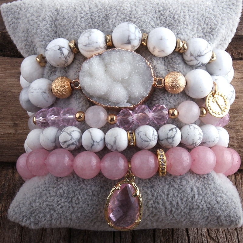 Designer Boho Natural Stone Beaded Bracelet Set