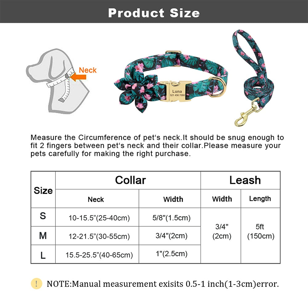 Personalized Dog/Cat Collar With Optional Matching Leash