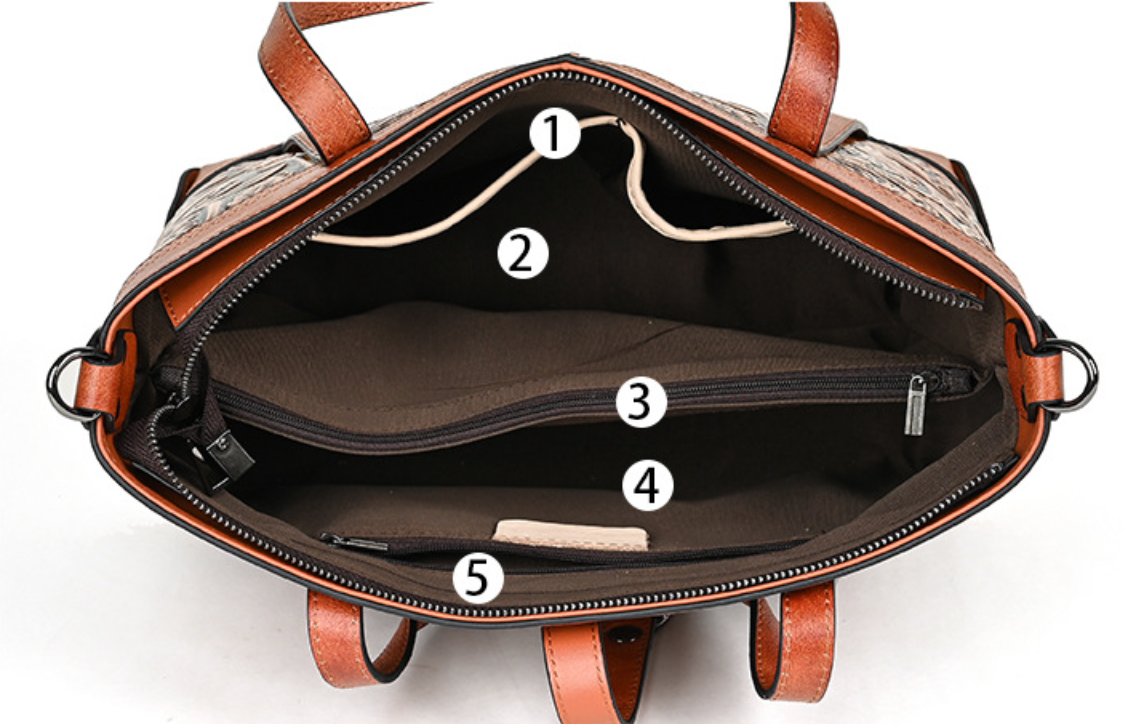 Genuine Hand-carved Leather Large Retro Handbag