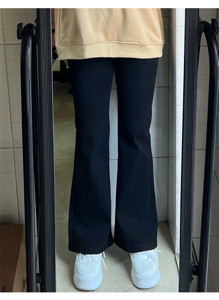 High Waist Slim Fit Slightly Flared Jeans