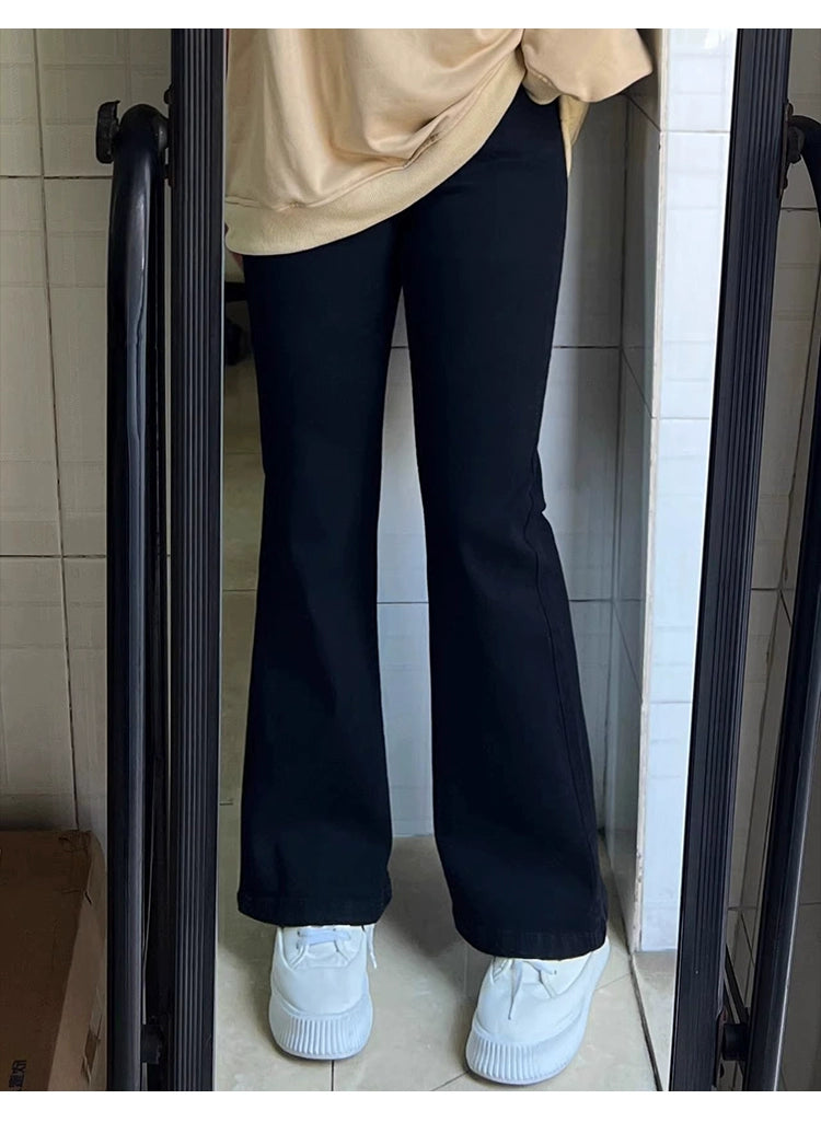 High Waist Slim Fit Slightly Flared Jeans