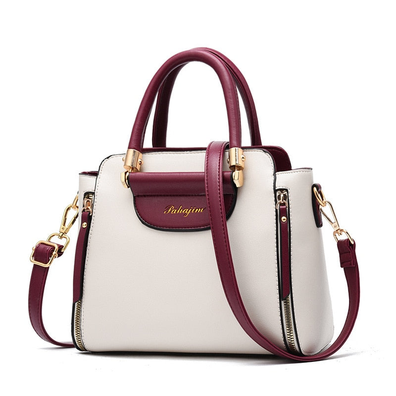 Classy Two-tone Handbag With Removable Shoulder Strap