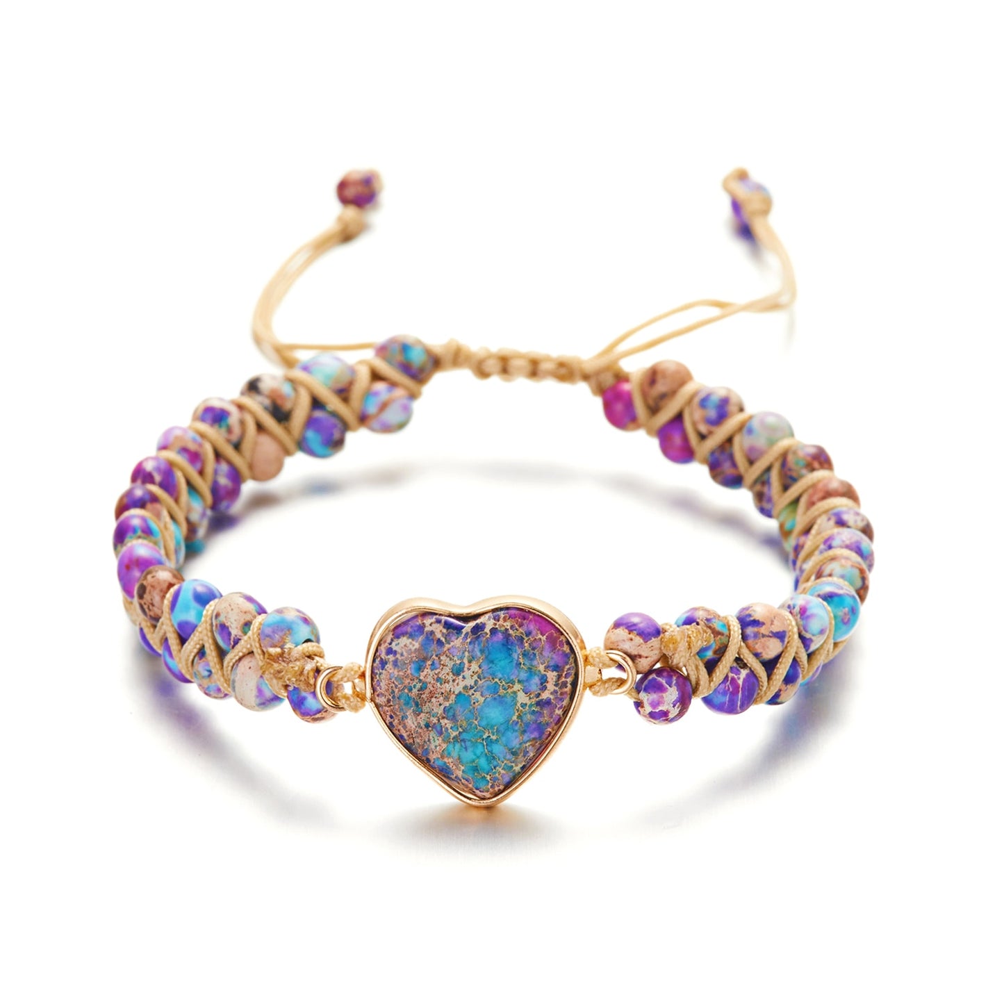 Woven Wrap Volcanic Stone Multi Color Beads Rope Chain Bracelet