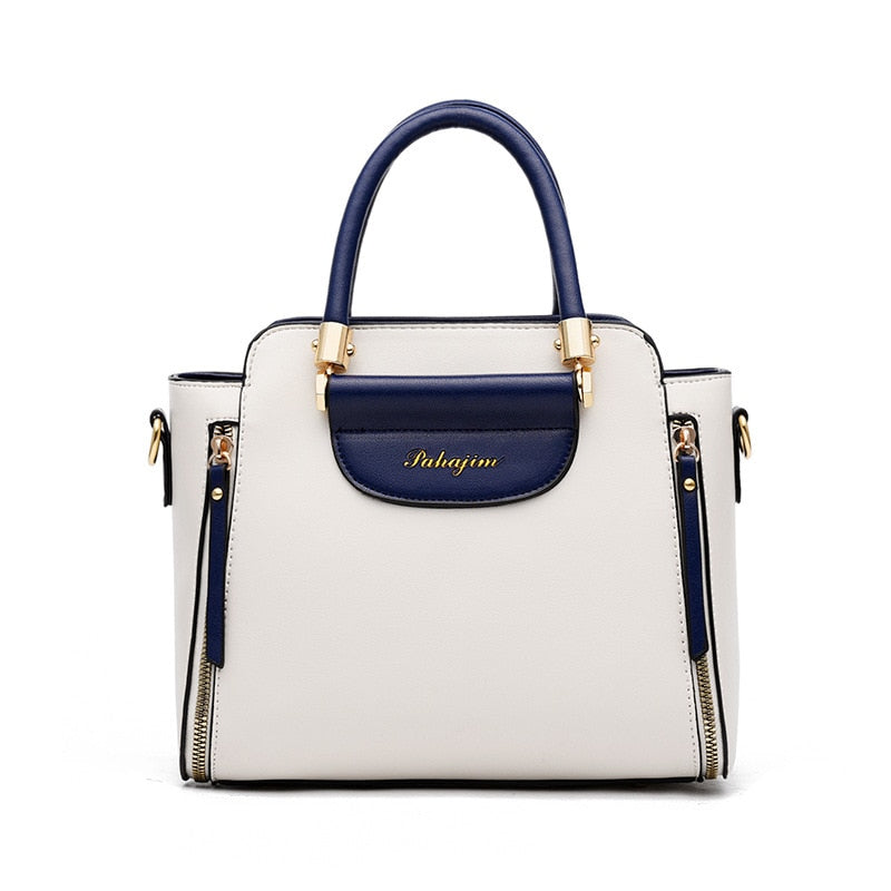 Classy Two-tone Handbag With Removable Shoulder Strap