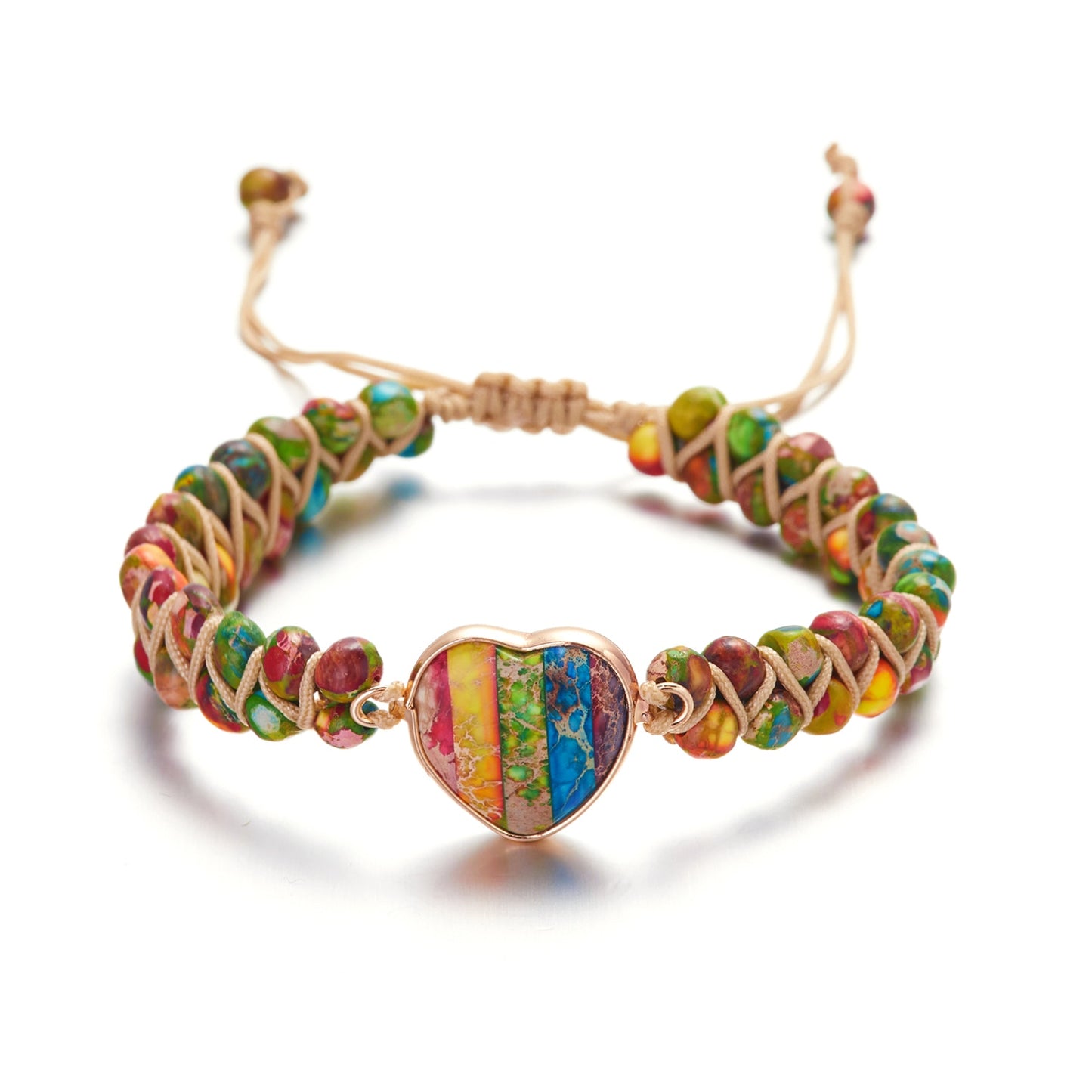Woven Wrap Volcanic Stone Multi Color Beads Rope Chain Bracelet