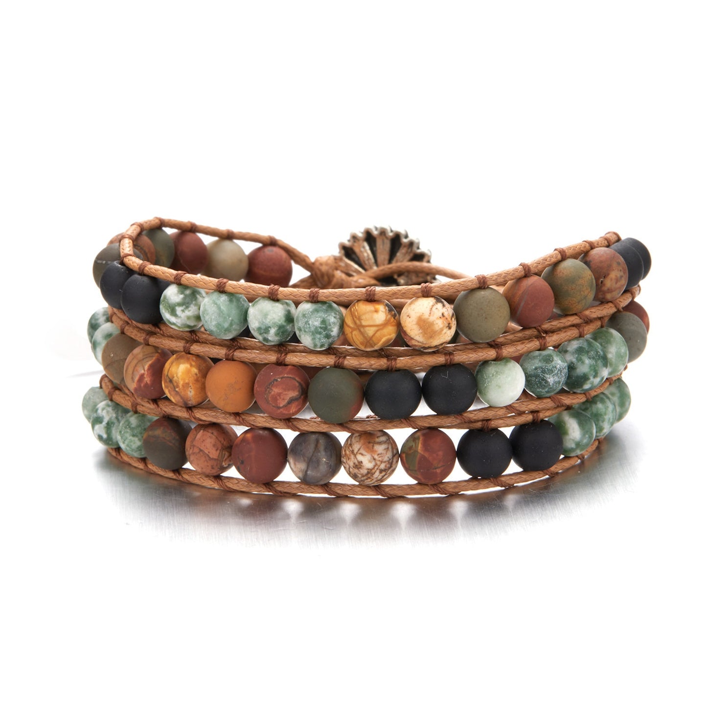 Woven Wrap Volcanic Stone Multi Color Beads Rope Chain Bracelet