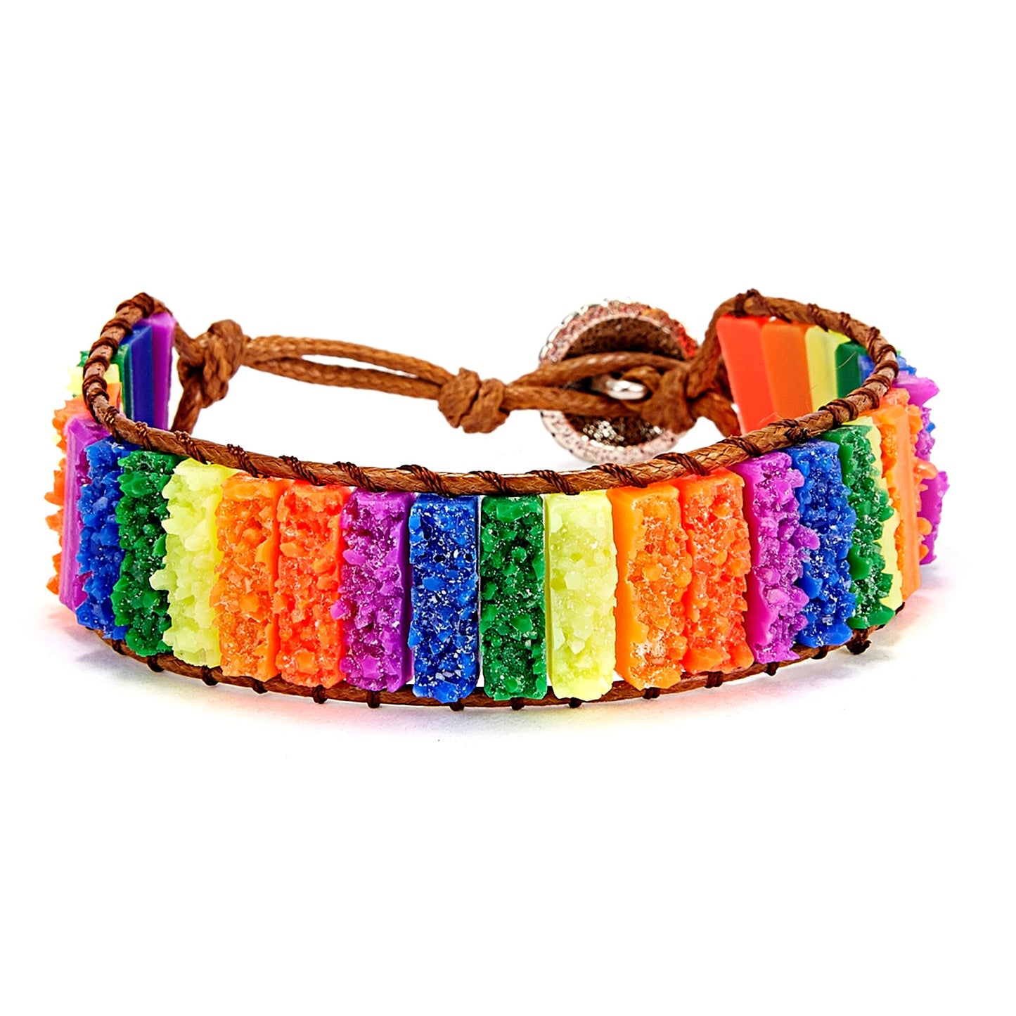 Woven Wrap Volcanic Stone Multi Color Beads Rope Chain Bracelet