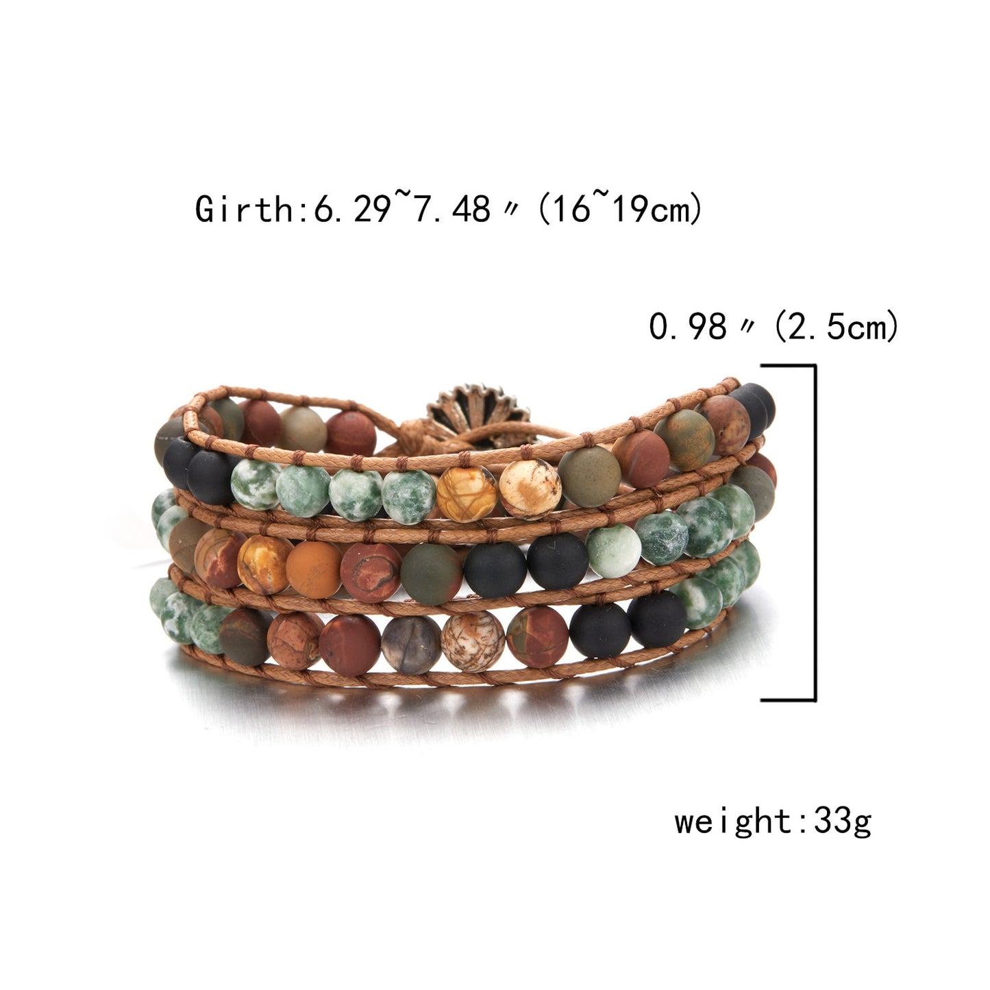 Woven Wrap Volcanic Stone Multi Color Beads Rope Chain Bracelet