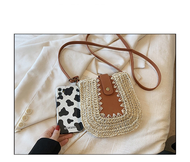 Detailed Weaving French-style Crossbody Bag