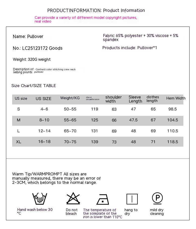 Color Block Casual Knit Loose Top