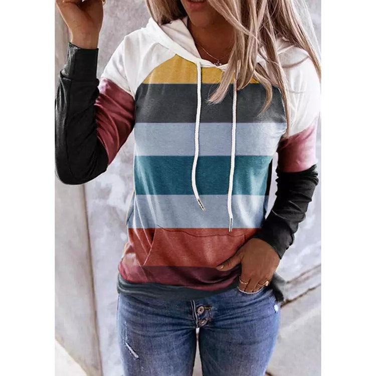 Muted Colors Striped Hoodie