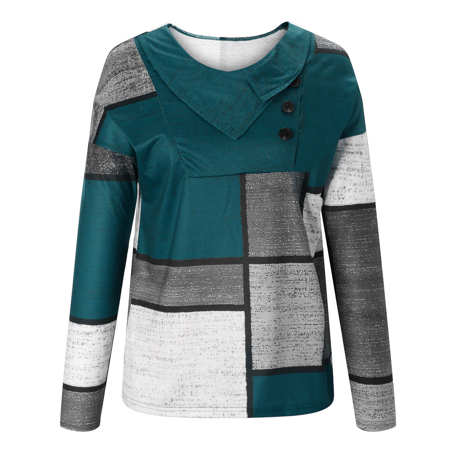 Crossover Button Collar Color Block