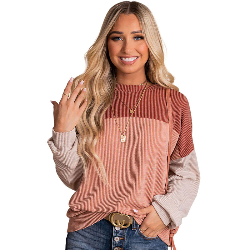 Color Block Casual Knit Loose Top