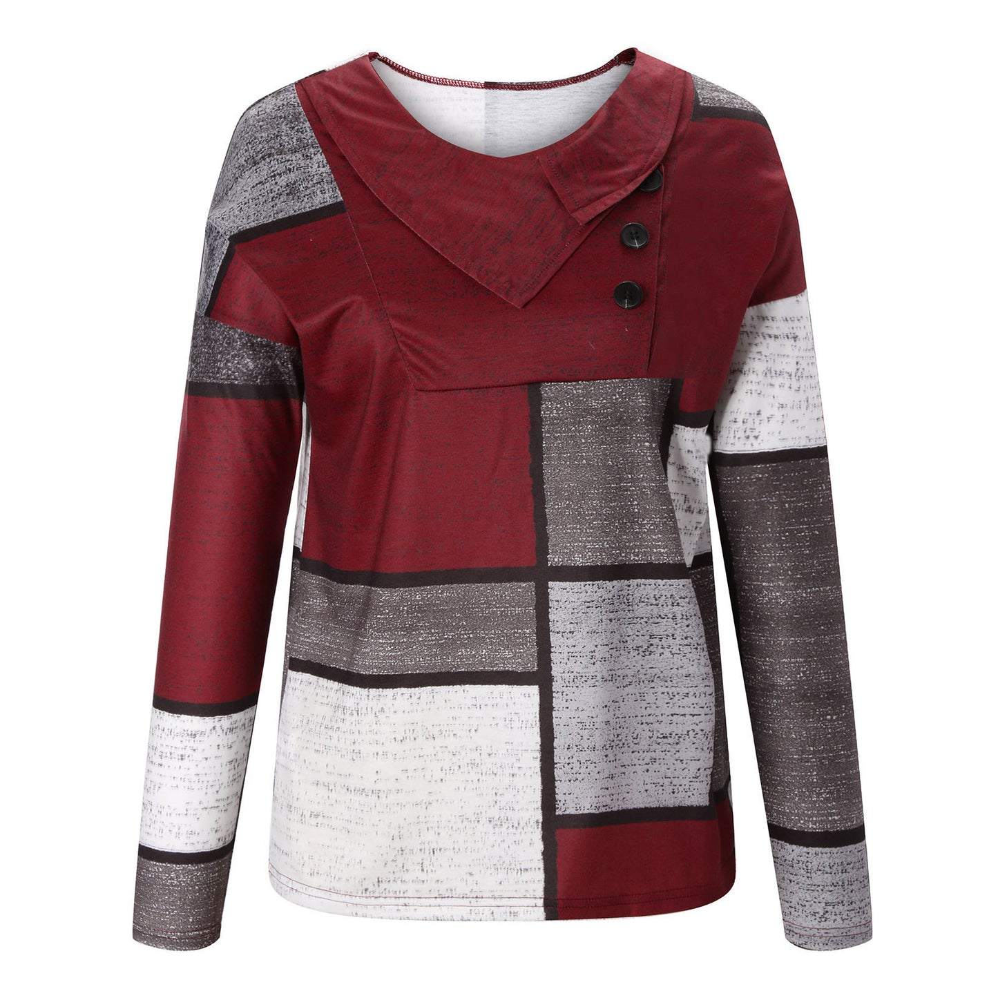 Crossover Button Collar Color Block