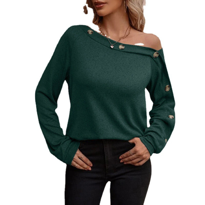 Sexy Off-the-Shoulder Top with Button Accents