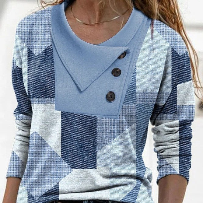 Crossover Button Collar Color Block