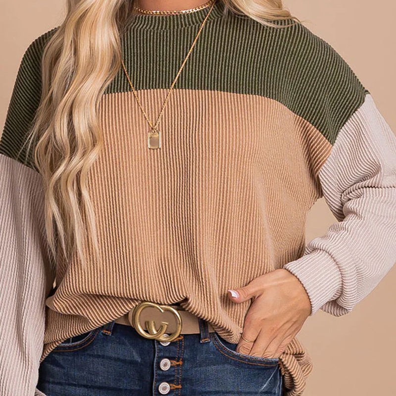 Color Block Casual Knit Loose Top