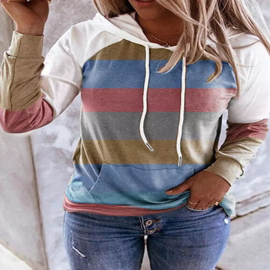 Muted Colors Striped Hoodie