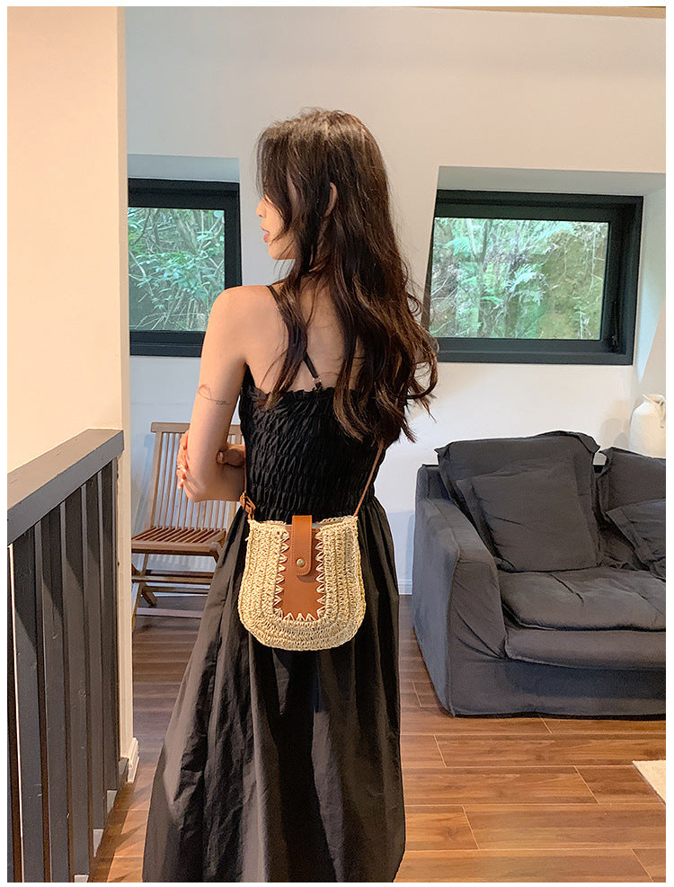 Detailed Weaving French-style Crossbody Bag