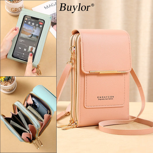 Touch Screen Cell Phone & Wallet Soft Leather Crossbody Bag