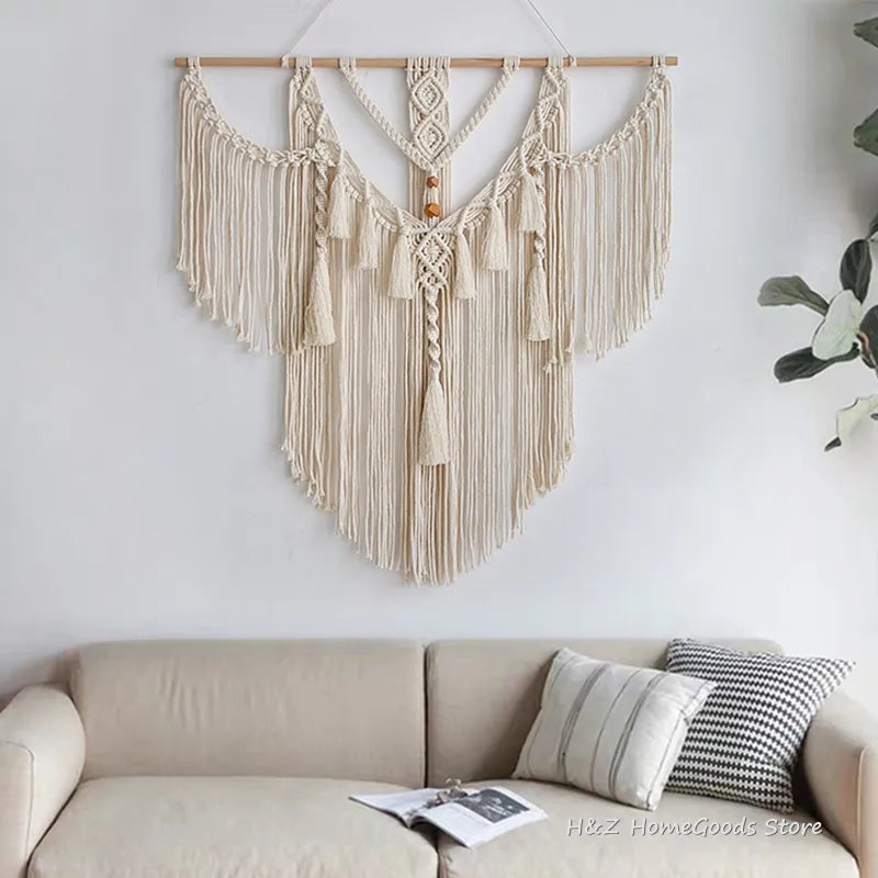 Macrame Wall Hanging Tapestry With Tassels Hand Woven Nordic Style