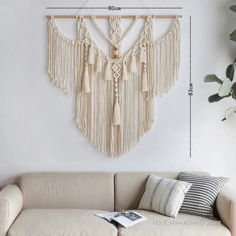 Macrame Wall Hanging Tapestry With Tassels Hand Woven Nordic Style