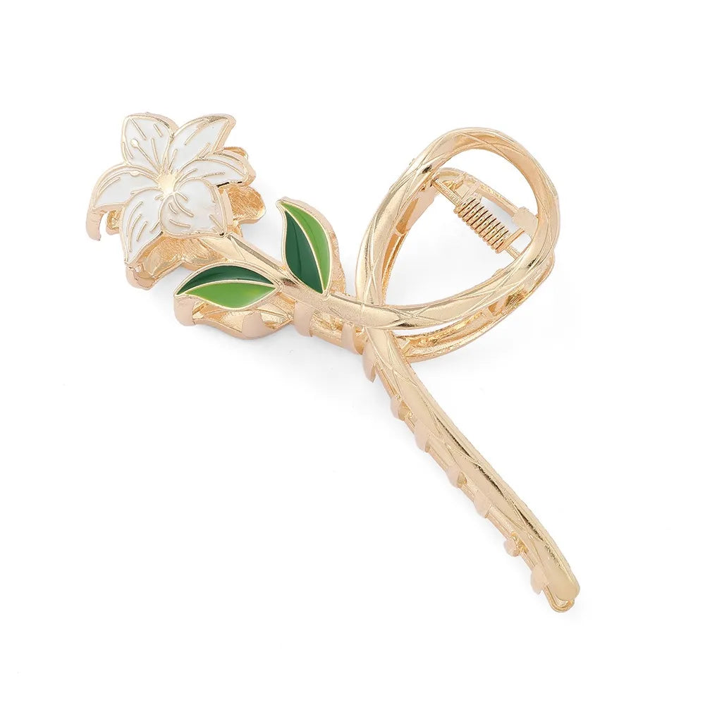 Metal Hair Claw Elegant Gold Flowers Hair Clips