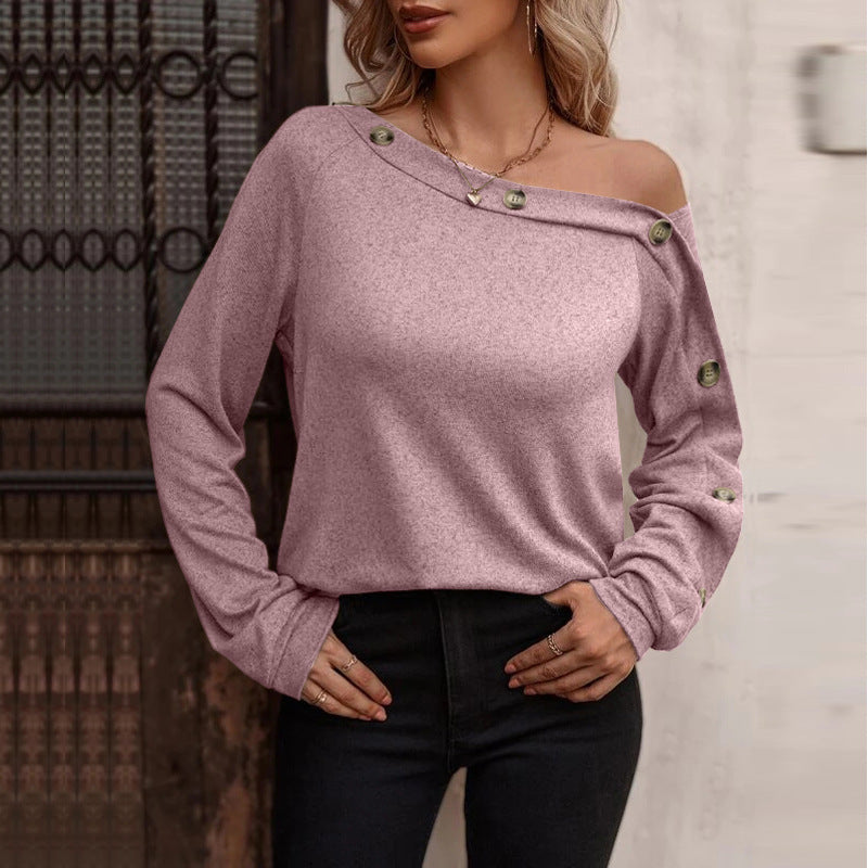 Sexy Off-the-Shoulder Top with Button Accents