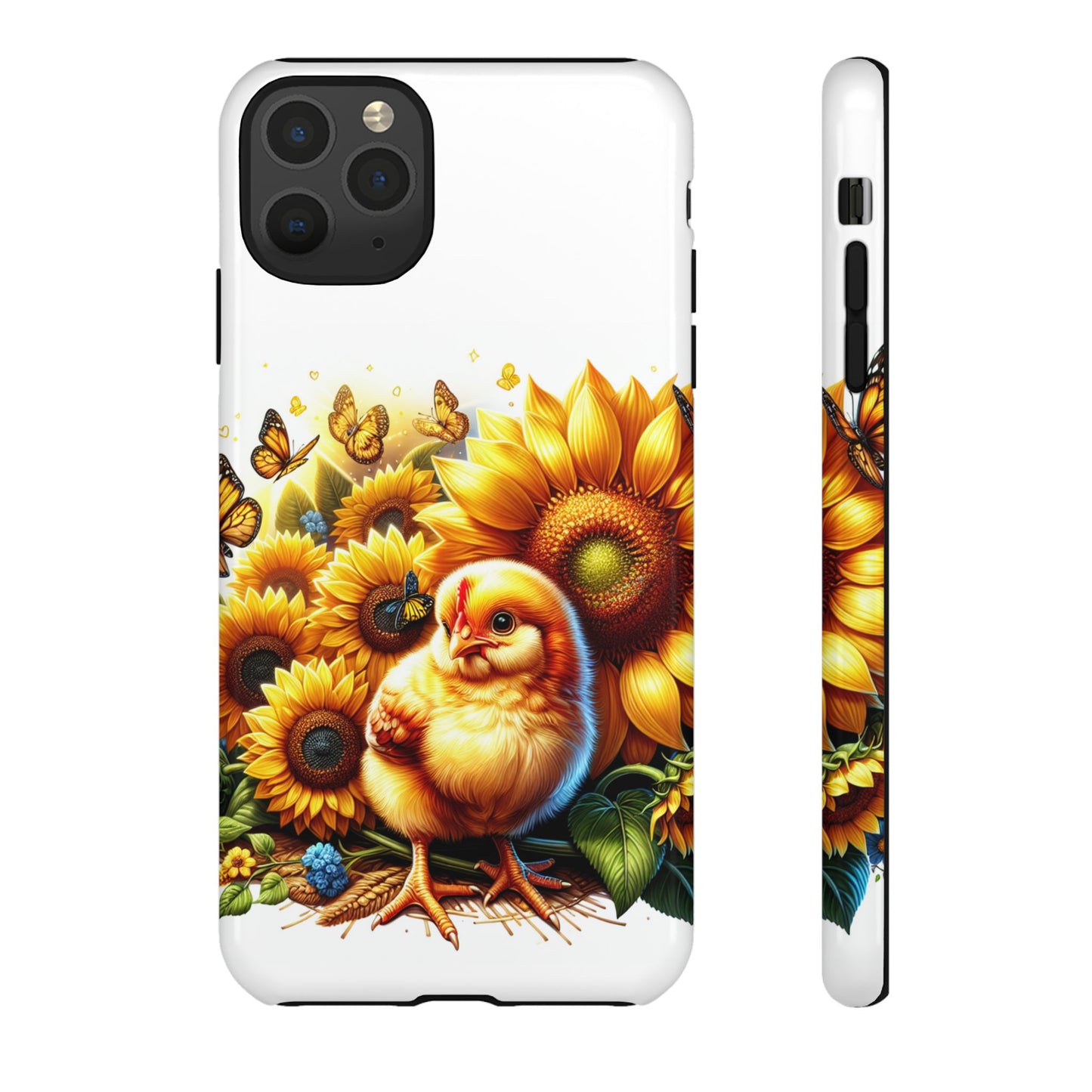 Cute Chicken With Sunflowers and Butterflies Phone Case