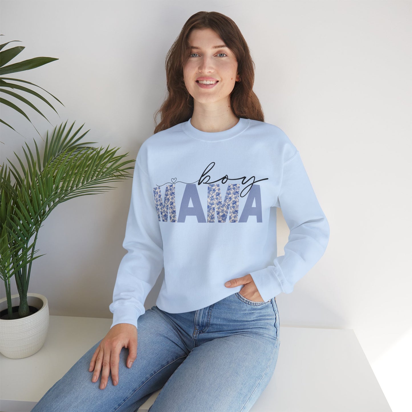 Floral Boy Mama Crewneck Sweatshirt