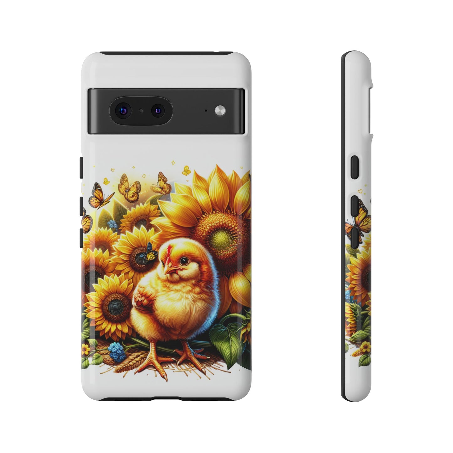 Cute Chicken With Sunflowers and Butterflies Phone Case