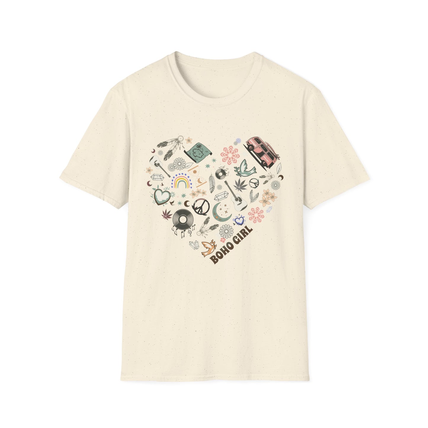 Boho Heart T-Shirt, Unisex Graphic Tee, Casual Everyday Wear, Festival Clothing, Gift for Nature Lovers, Hippy/Groovy Vibes