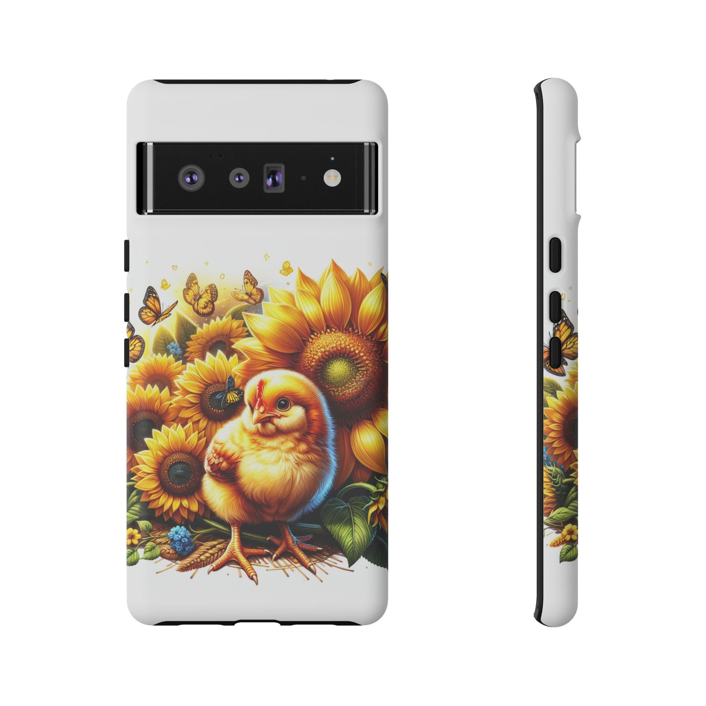 Cute Chicken With Sunflowers and Butterflies Phone Case